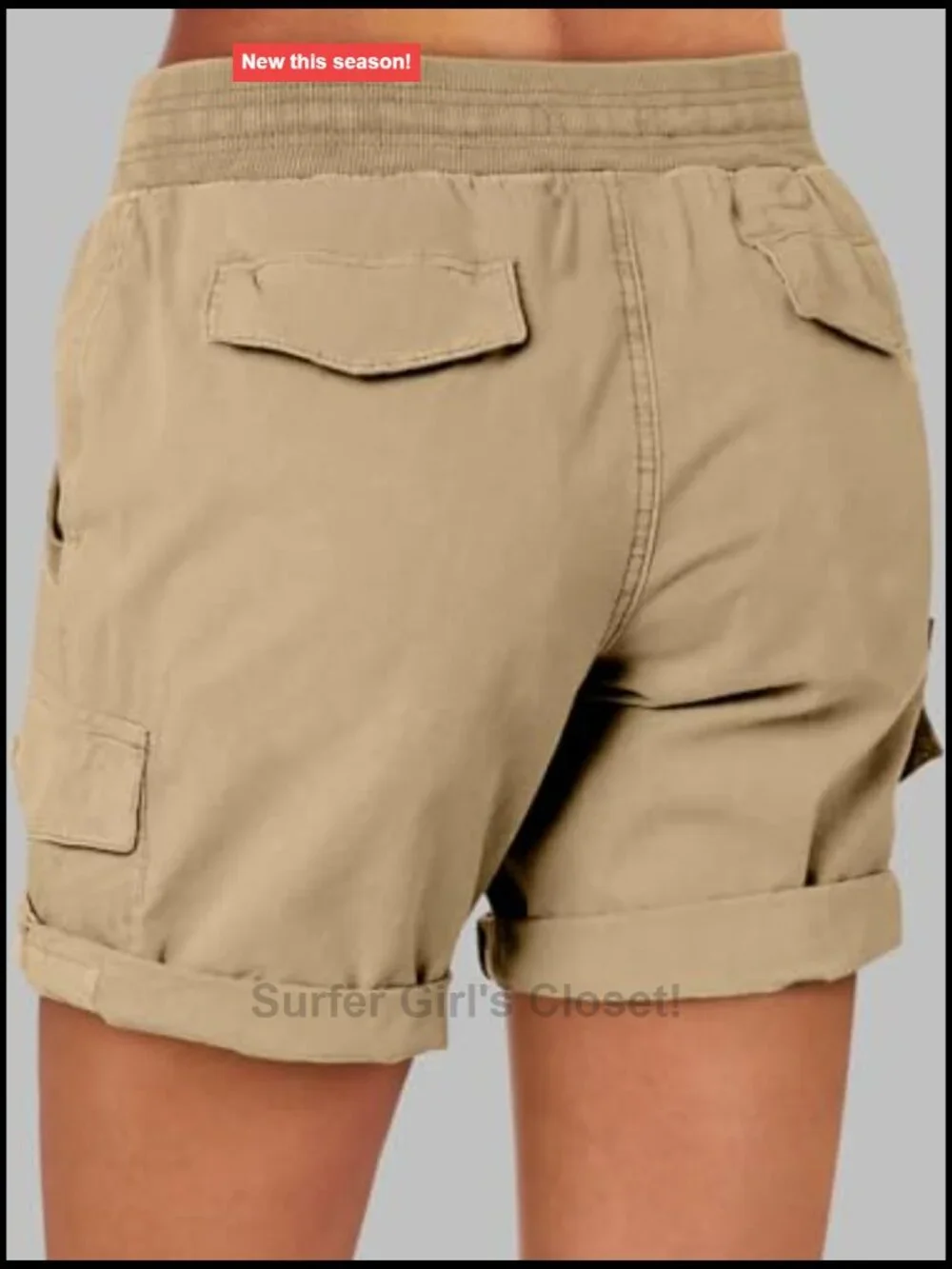 Women's 6 Pocket Cargo Shorts High Waist Adjustable Drawstring Cotton Summer